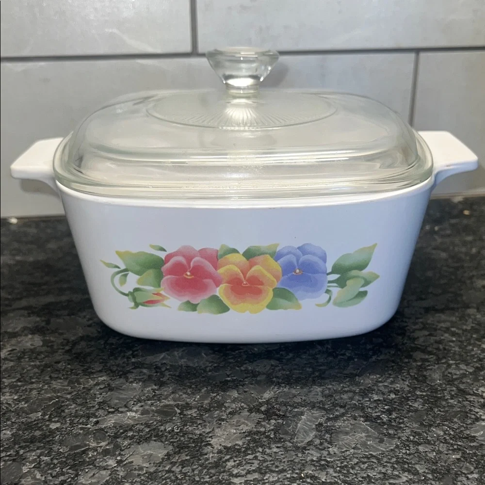 7x7x3 1.5 ltr Summer Blush Corningware Patterned Glass Lid Casserole Dish